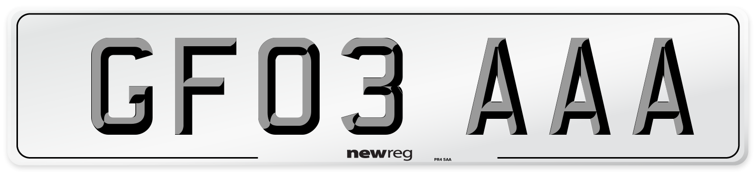 GF03 AAA Number Plate from New Reg